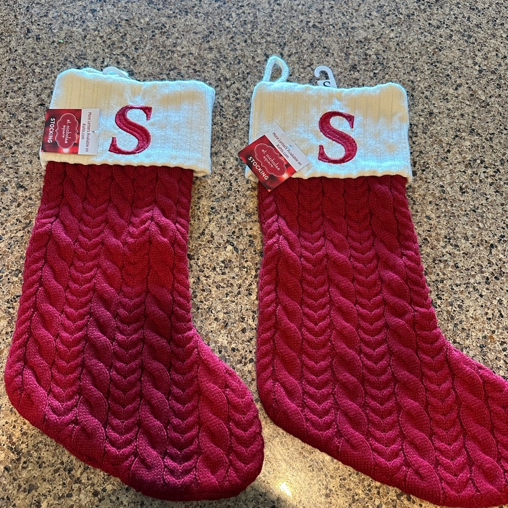 St. Nicholas Square Red and White Christmas Stocking- Full Size
